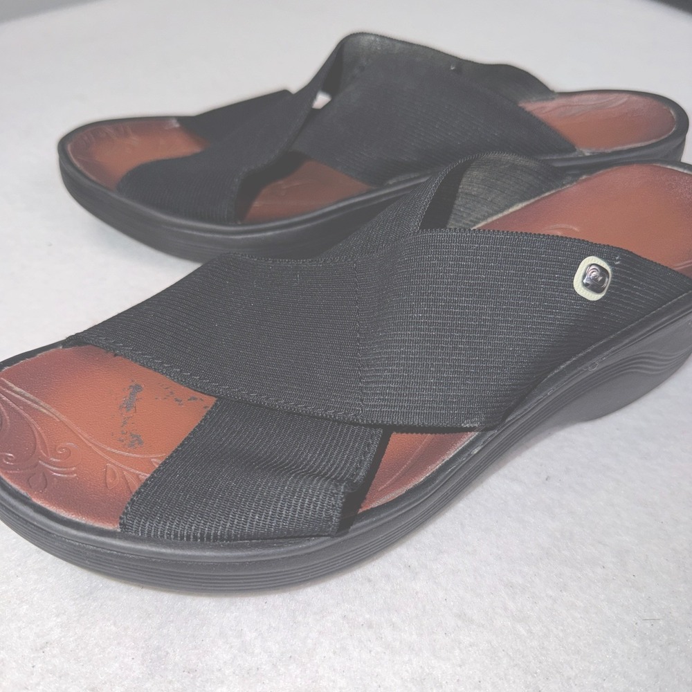 Zees Women's Black Stretch Slide Sandals Comfort‎ Wedge Size Tag Worn
